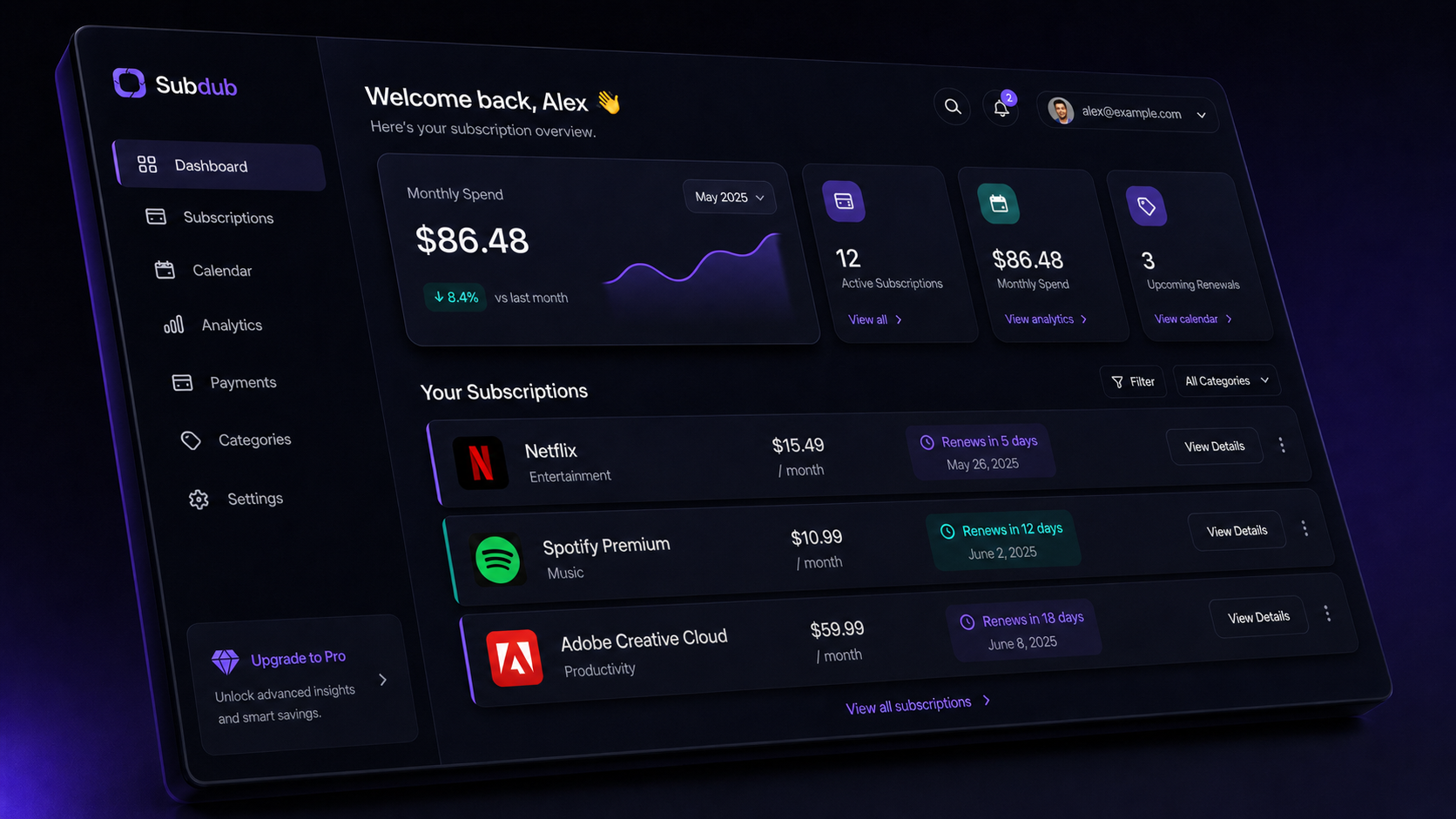 Subscription Tracker (SubDub)